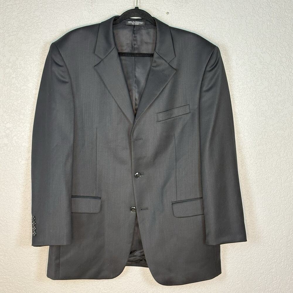 Jones New York Sport Coat Blazer Jacket Wool Blend 3 Button Black Size 42R